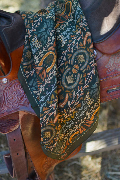 Western Harvest in Deep Juniper Silk Wild Rag Scarf