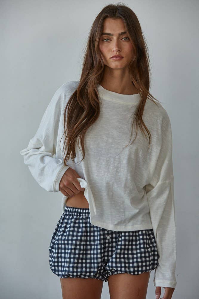 Cotton Mock Neck Longsleeve Top
