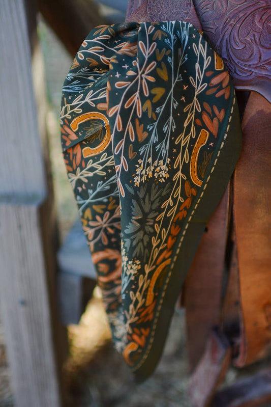 Western Harvest in Deep Juniper Silk Wild Rag Scarf