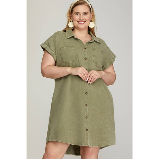 Washed Twill Shirt Dress