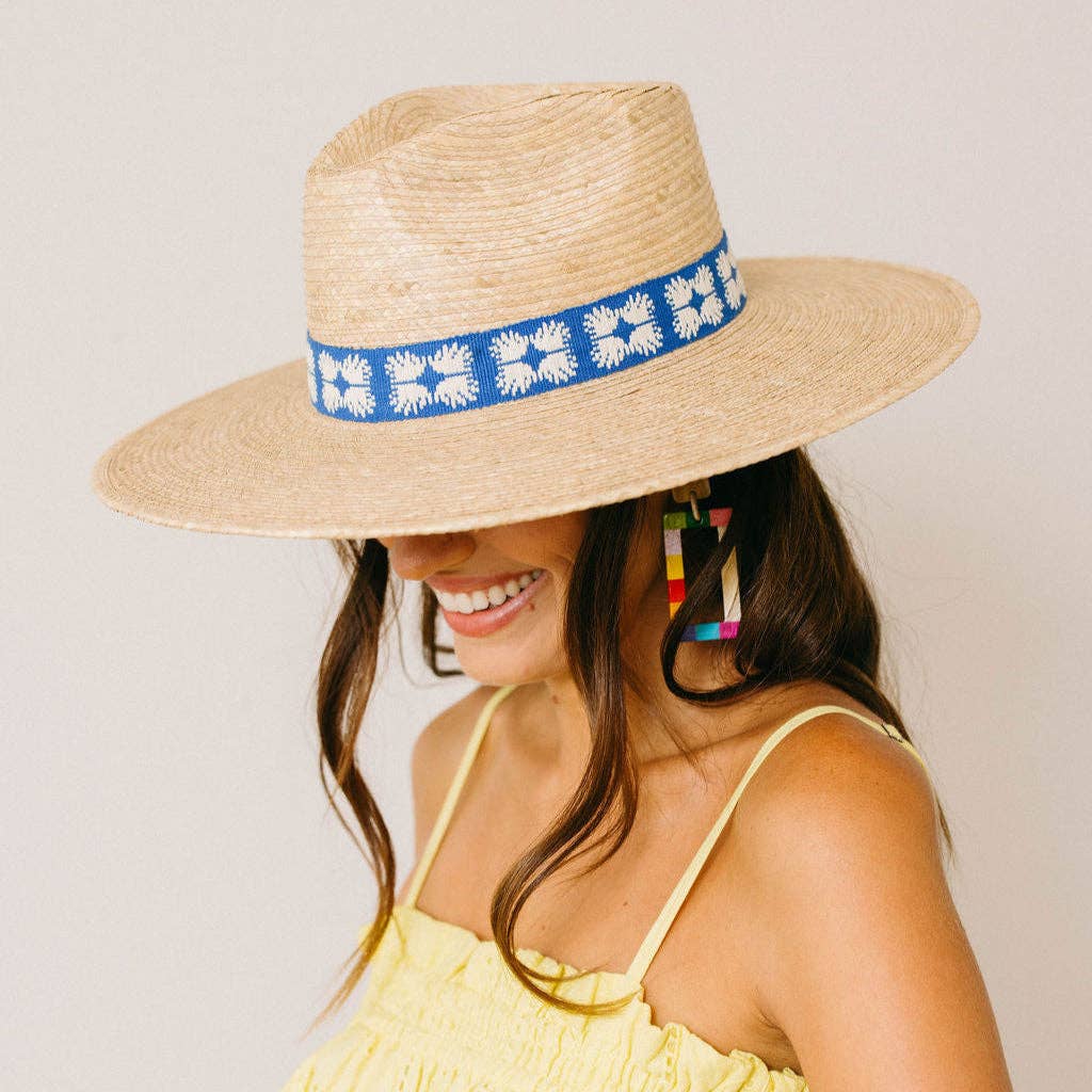 Navy Flora Tile Palm Hat