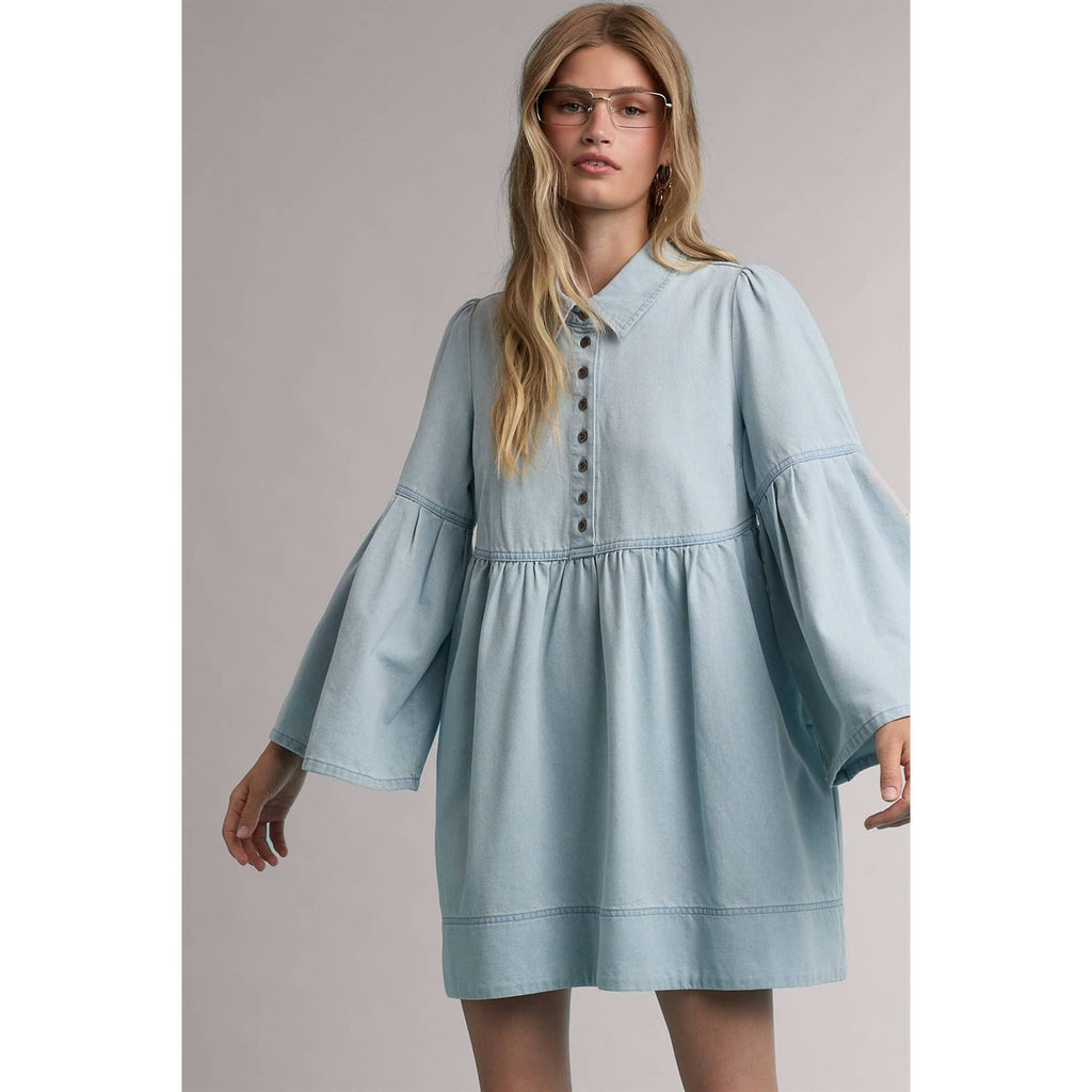 Denim Babydoll Mini Dress