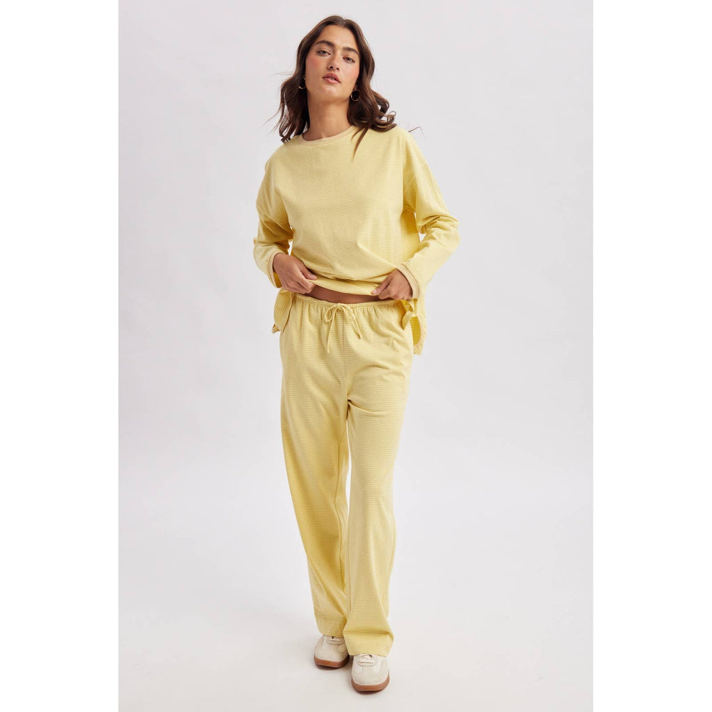 Lemon Butter Striped Pants Set