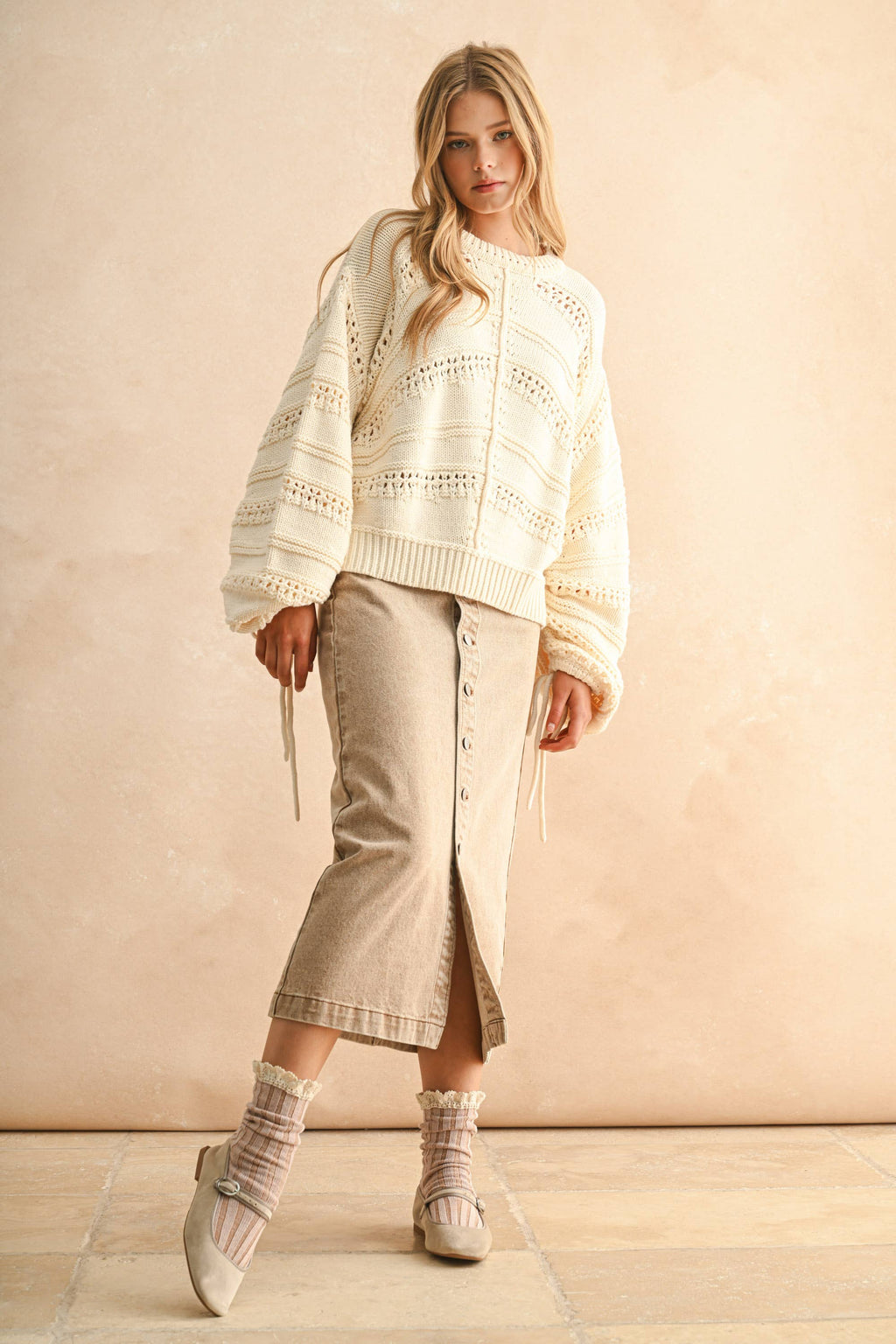 Ruched Sleeve Sweater