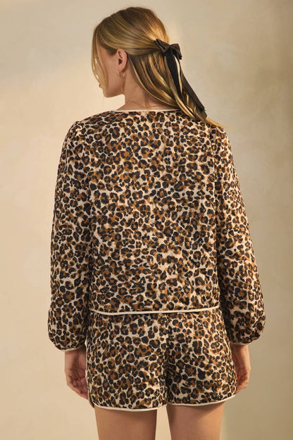 Quilted Animal Printed Shorts