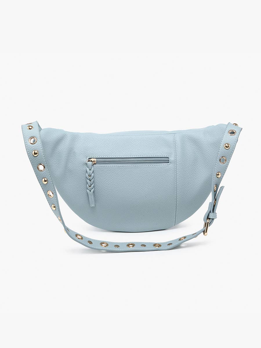 Studded Sling Bag w/ Braided Zippers