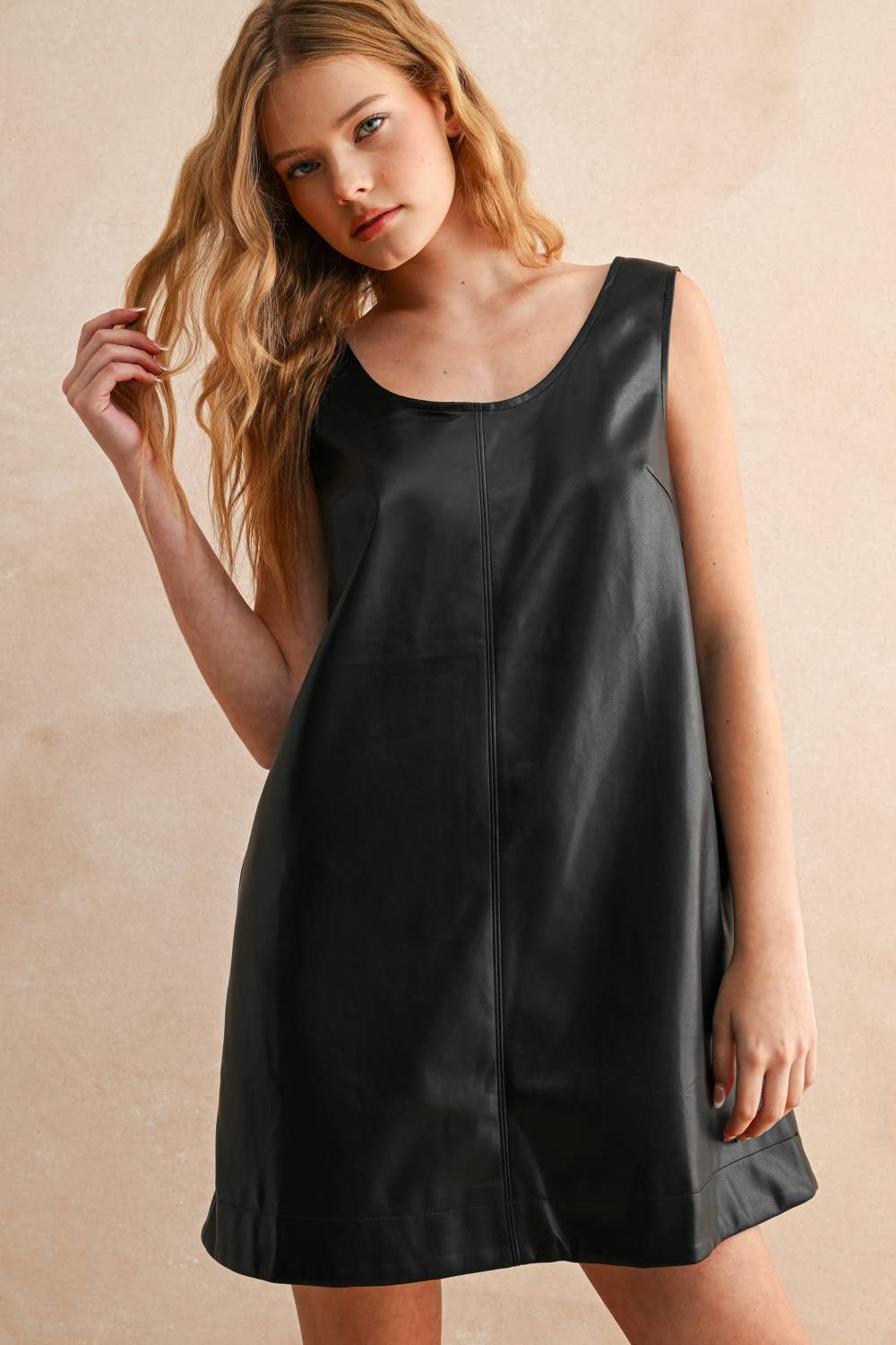 Faux Leather Mini Dress