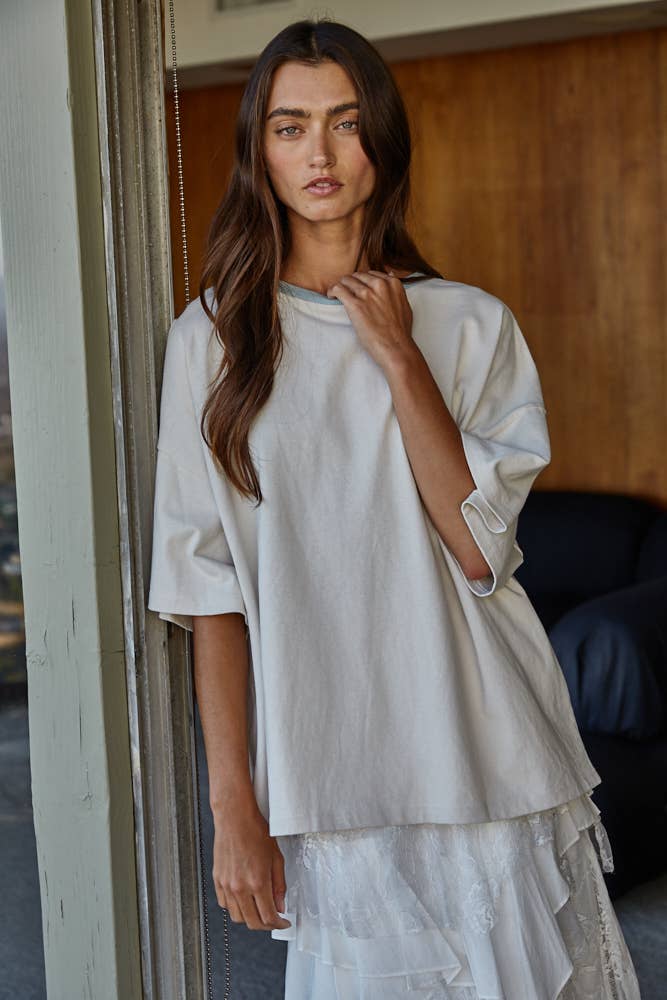 Oversized Contrast Crew Neck T-Shirt