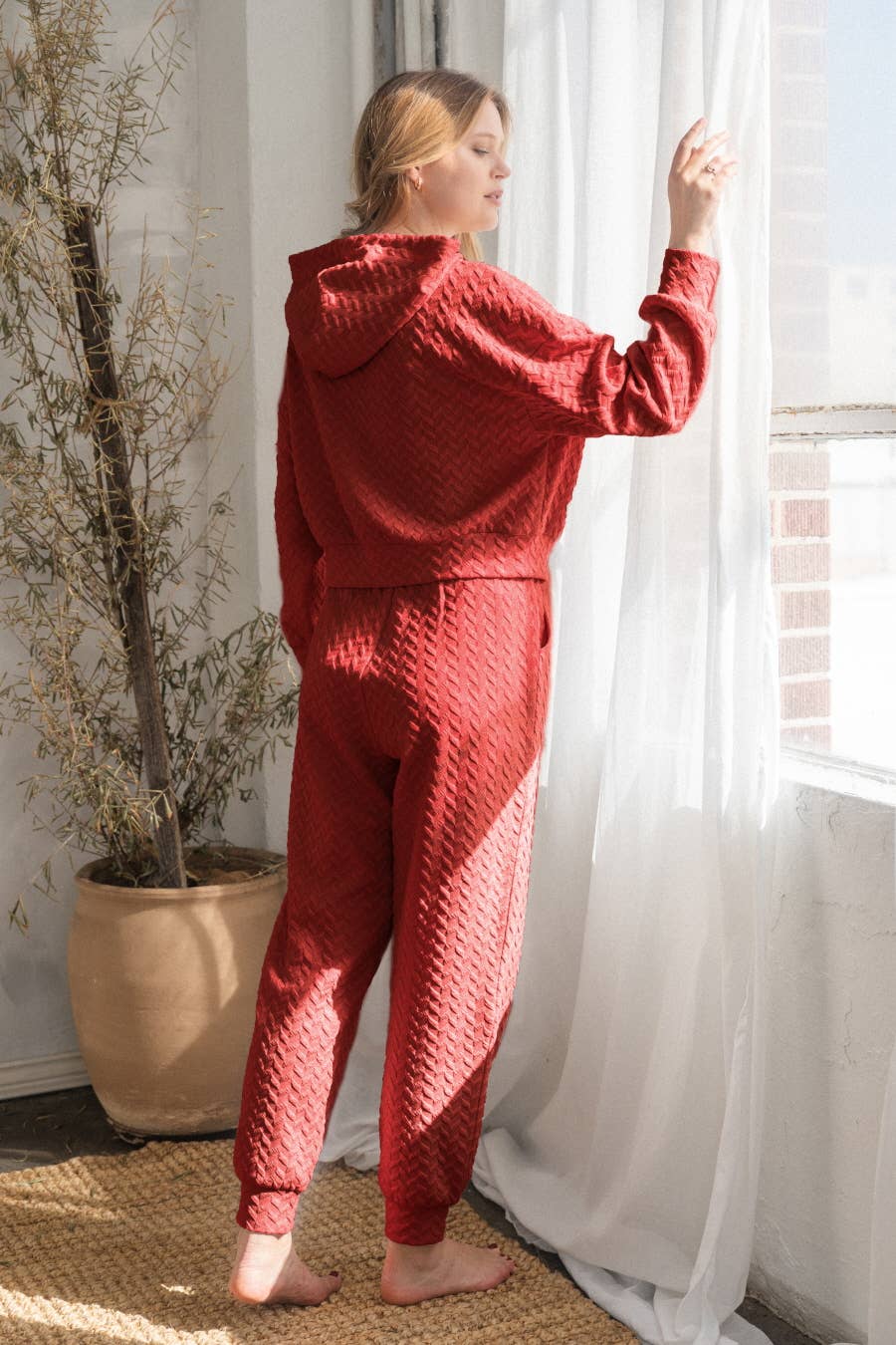 Textured Jacquard Hooded Sweatshirt