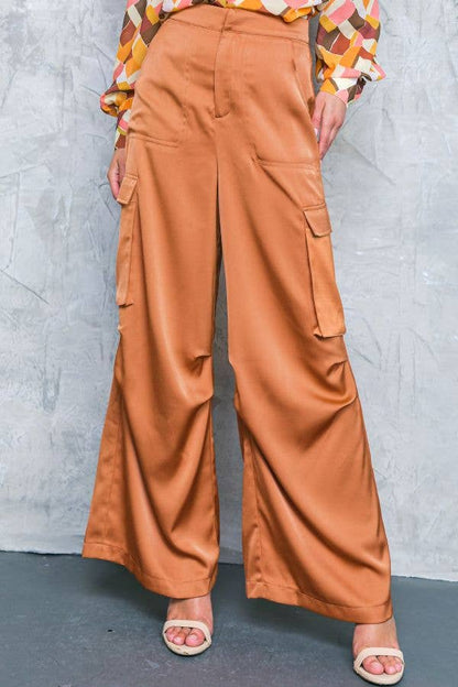 Satin Cargo Pants