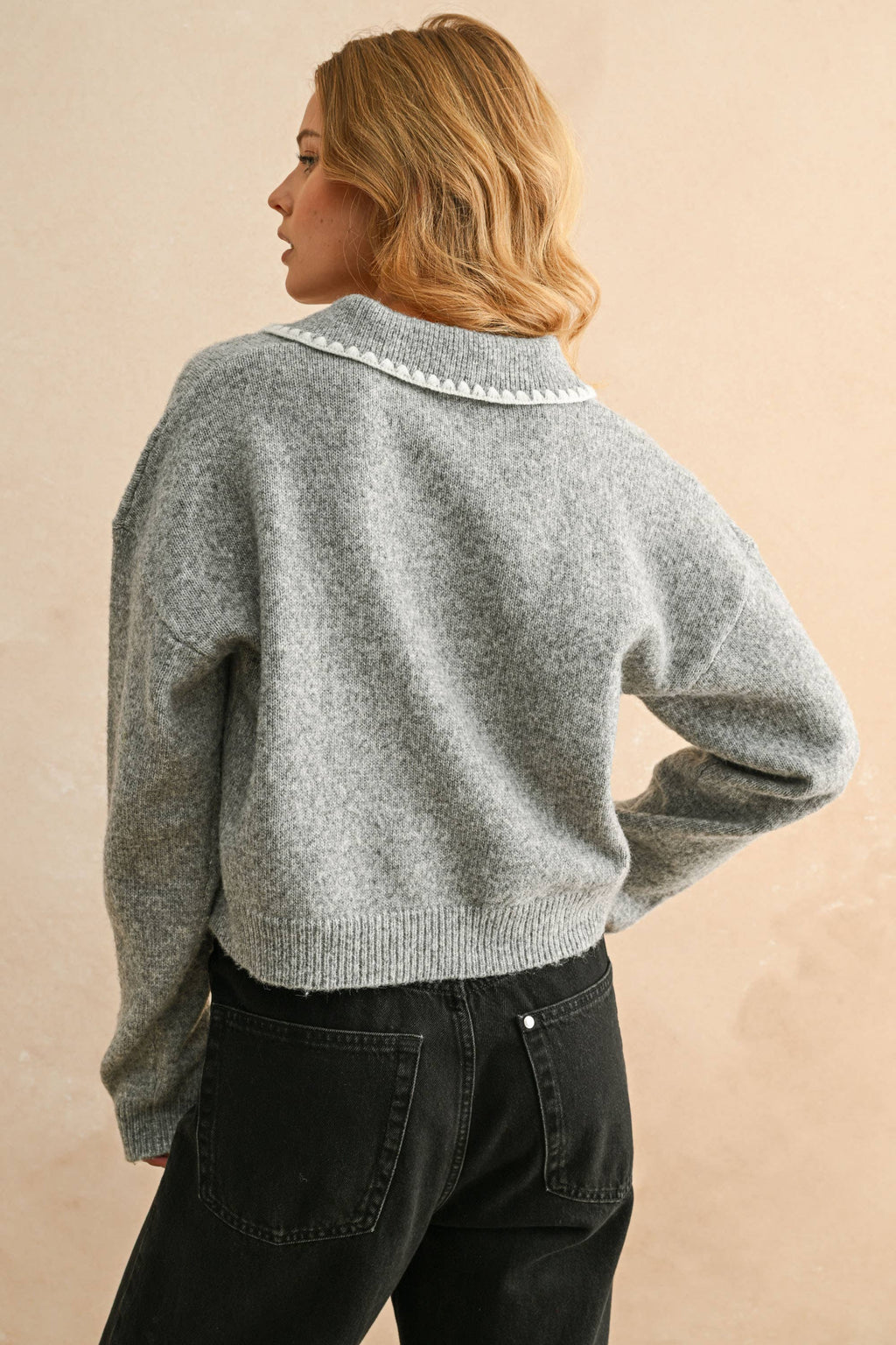 Stitch Detail Collared Sweater