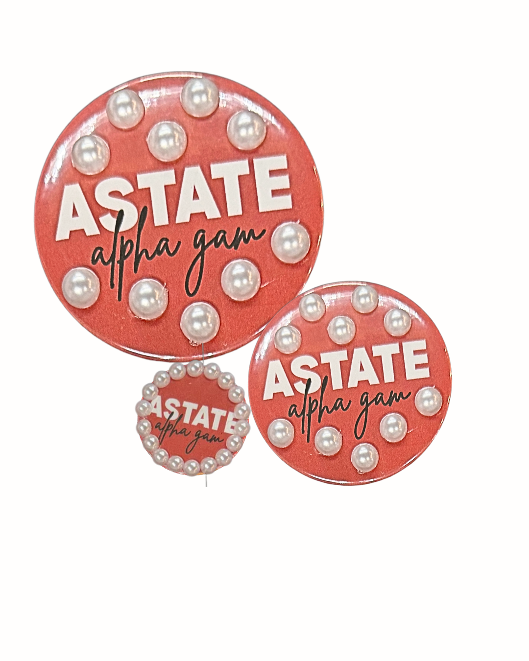 ASTATE Alpha Gam Button with Pearls