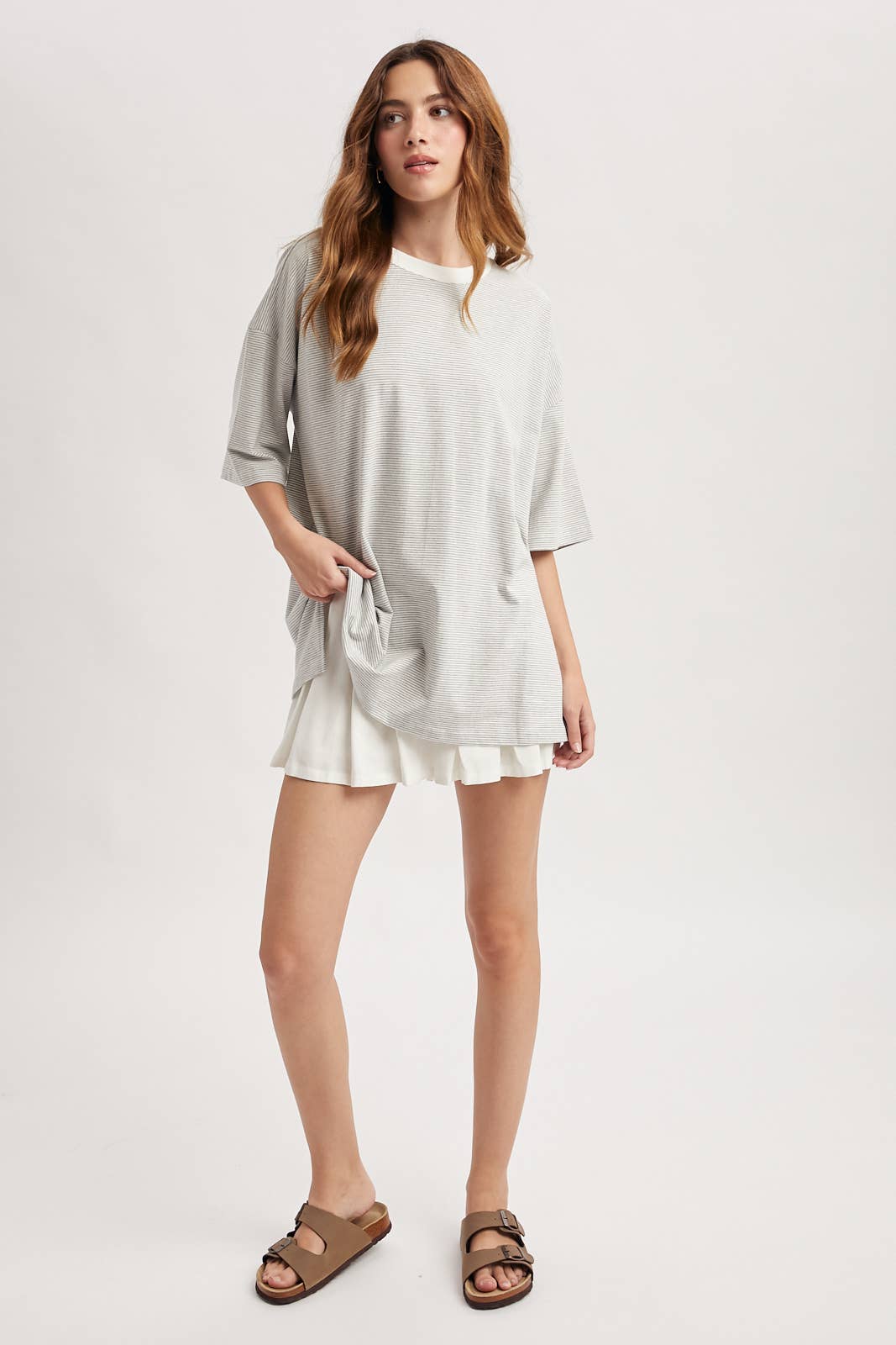Oversized Striped Short-Sleeve Shirt
