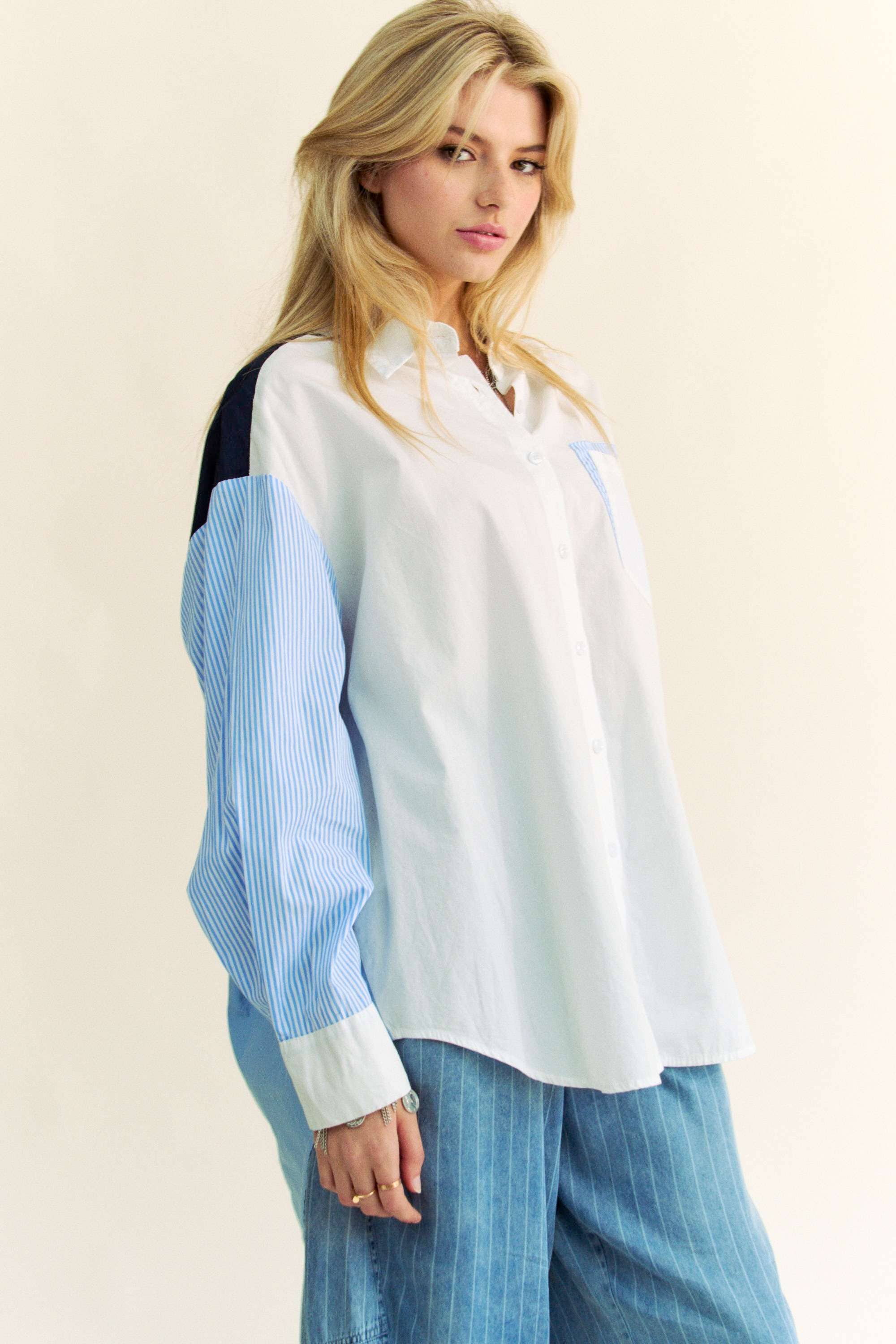 Abstract Stripe Button Down Shirt