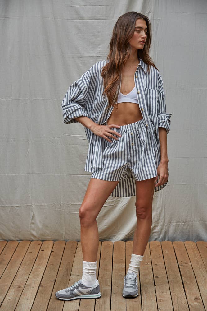 Cotton Striped Shorts