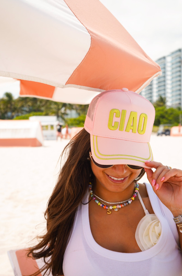 Ciao | Pink Canvas Trucker Hat