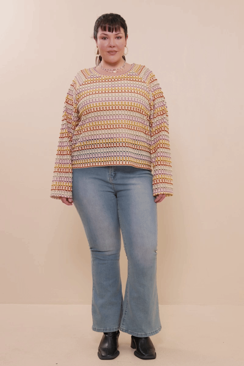 Multicolor Loose Knit Relaxed Top