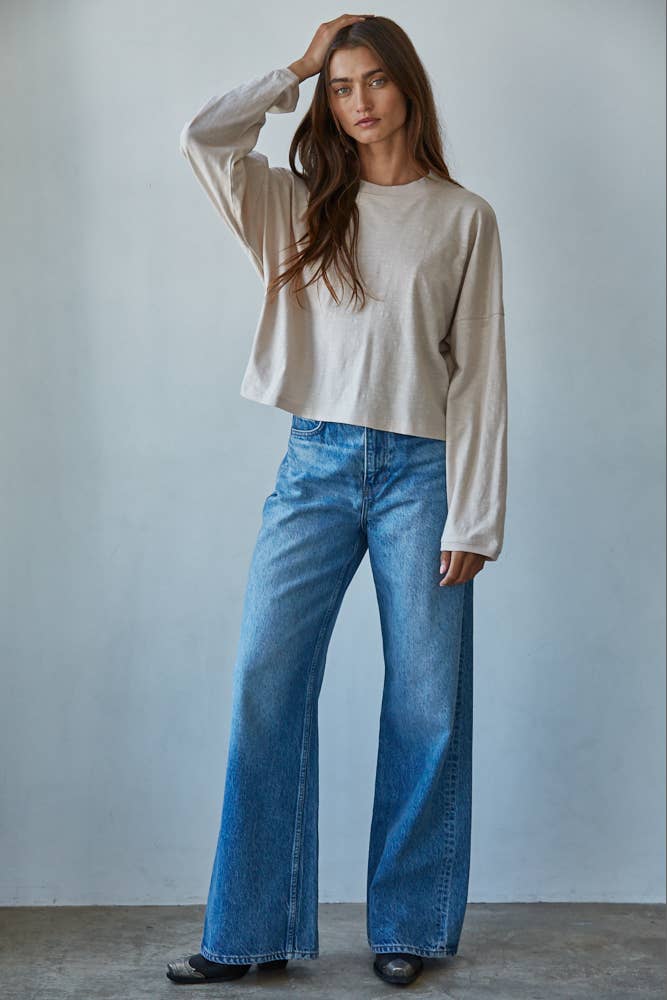 Cotton Mock Neck Longsleeve Top