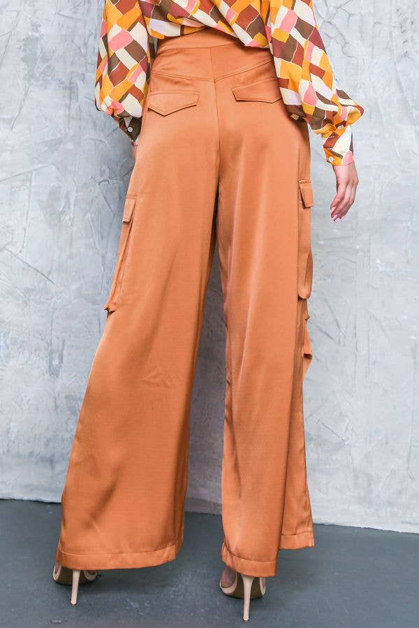 Satin Cargo Pants