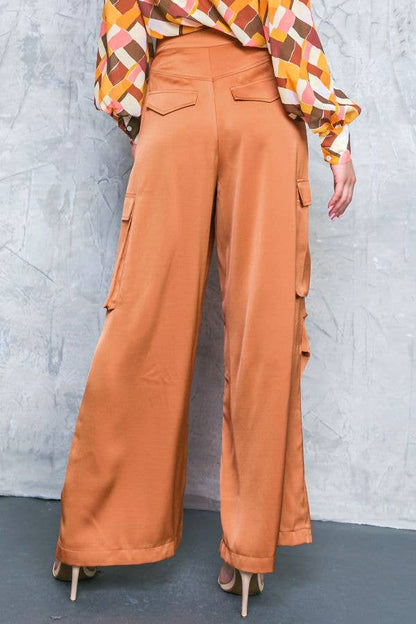 Satin Cargo Pants