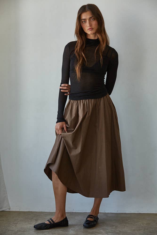 Jersey Turtleneck Sheer Top