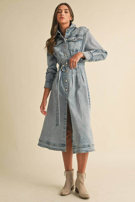 Long Sleeve Denim Shirt Dress