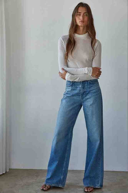 Jersey Turtleneck Sheer Top