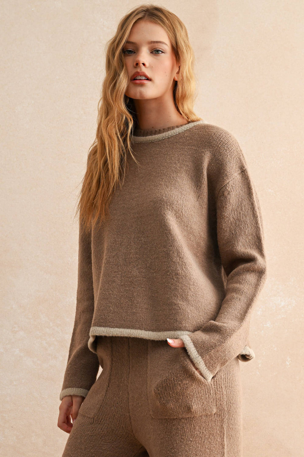 Mocha Open Back Sweater