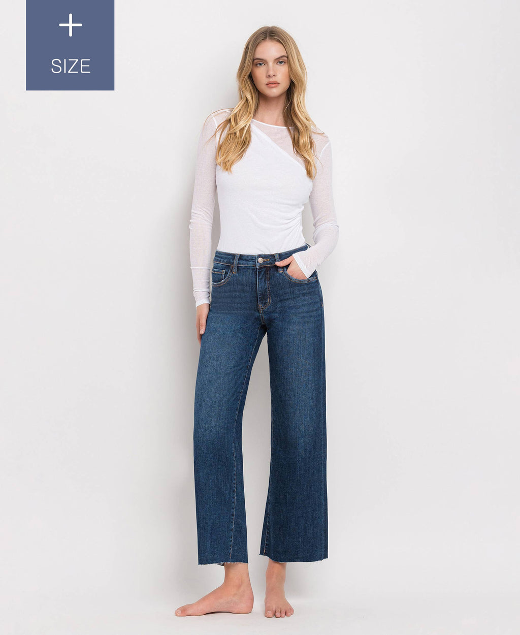 Mid Rise Wide Leg Jean