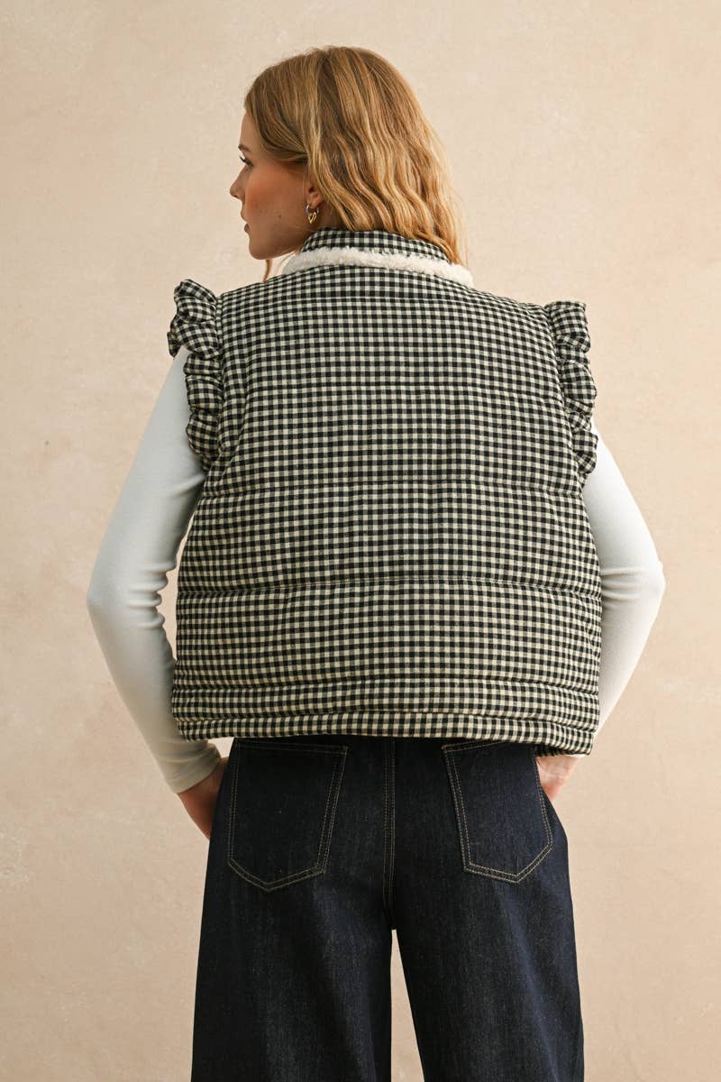 Gingham Heart-Pocket Vest
