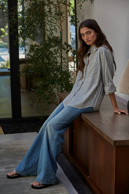 Striped Long-Sleeve Button Down