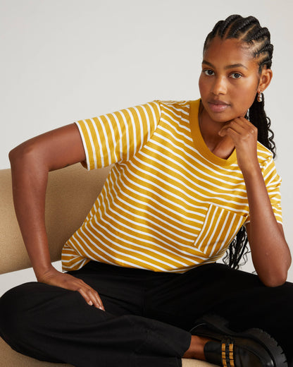 Breton Stripe Garcon Tee - Yellow Ochre/Cream Stripe