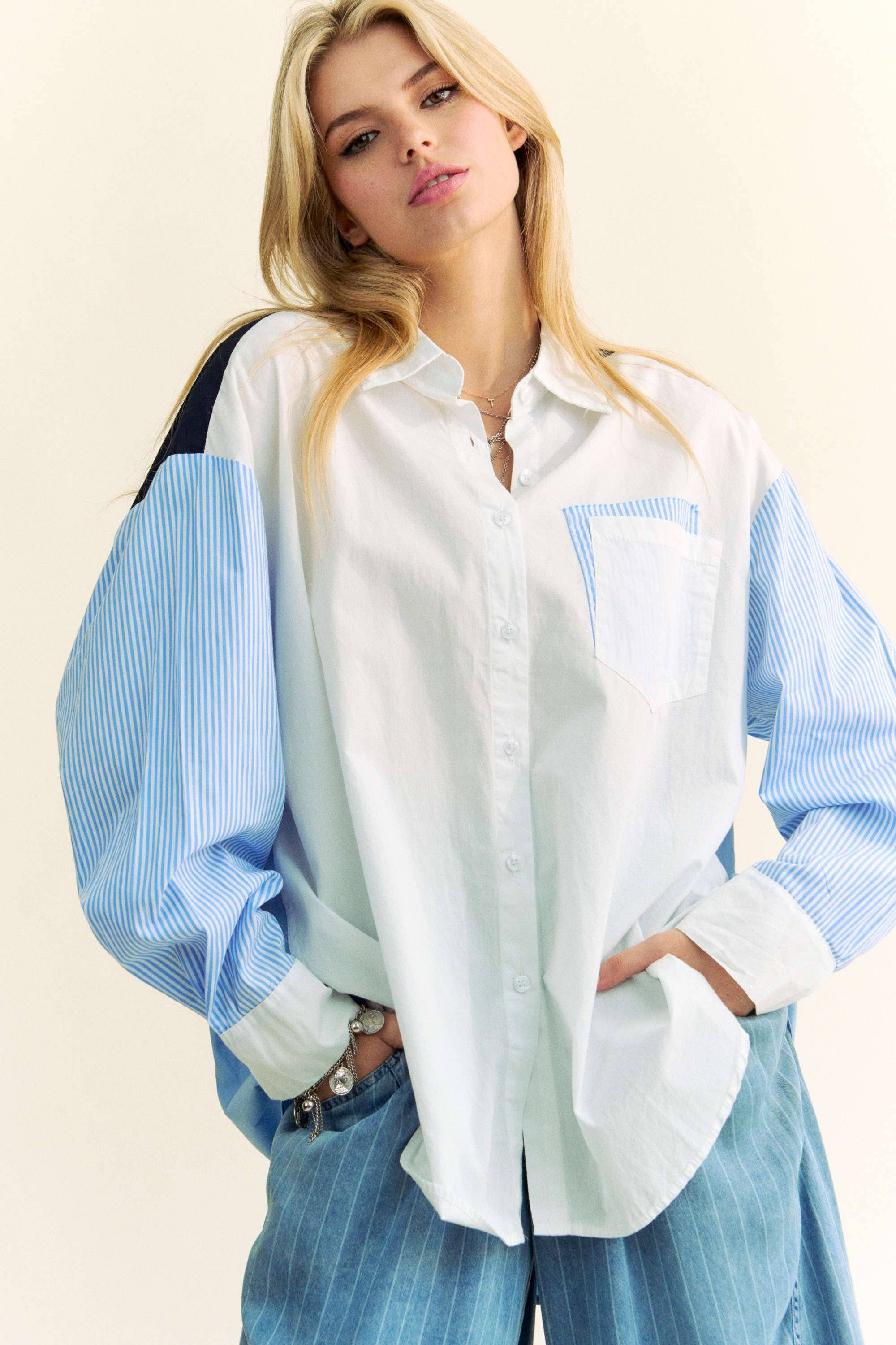 Abstract Stripe Button Down Shirt