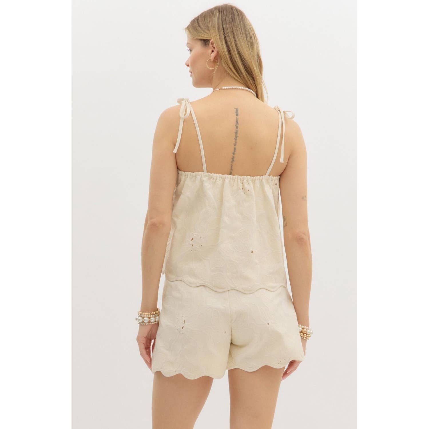 Floral Embroidered Tie Top