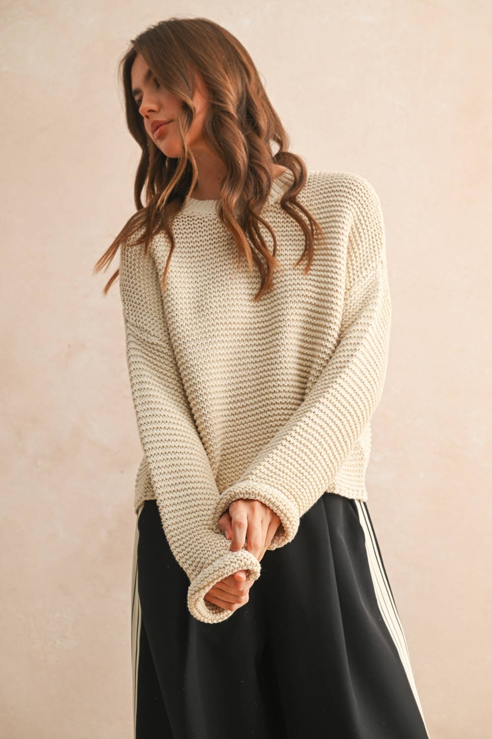 Cream Knitted Sweater Top