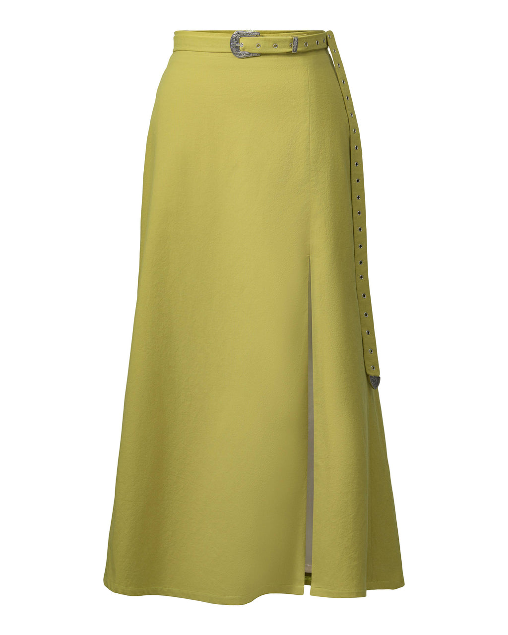 Belted A-Line Midi Skirt