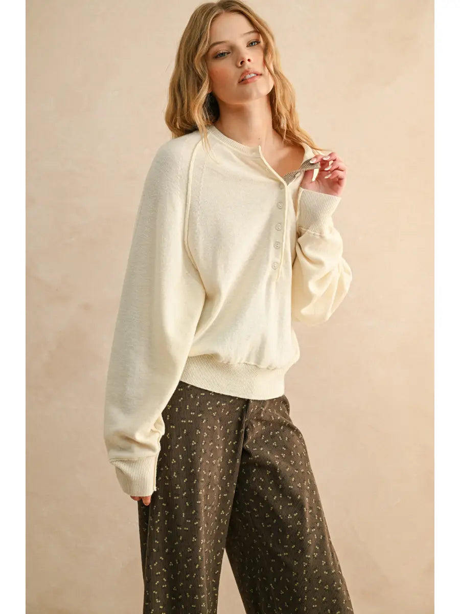 Half Button Front Sweater