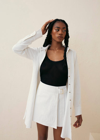 Linen Canvas Wrap Skirt