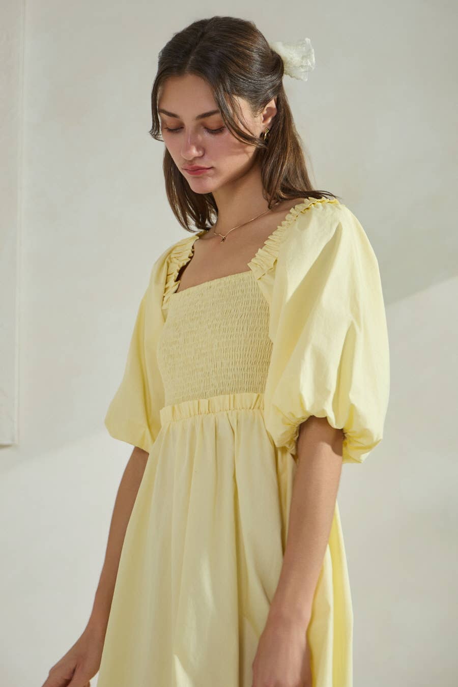 Solid Poplin Babydoll Mini Dress