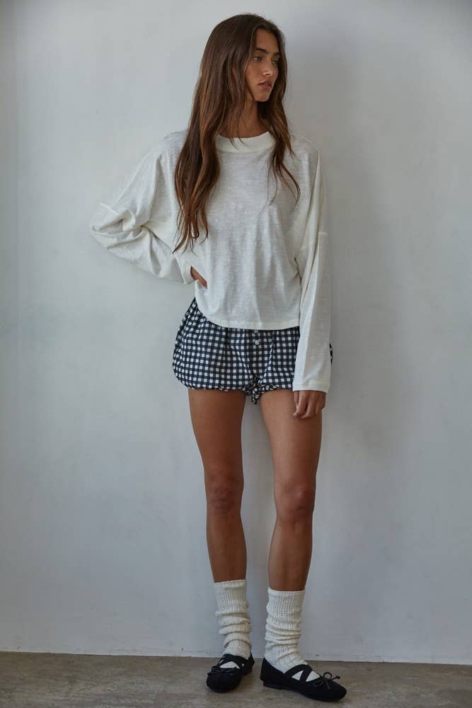 Cotton Mock Neck Longsleeve Top