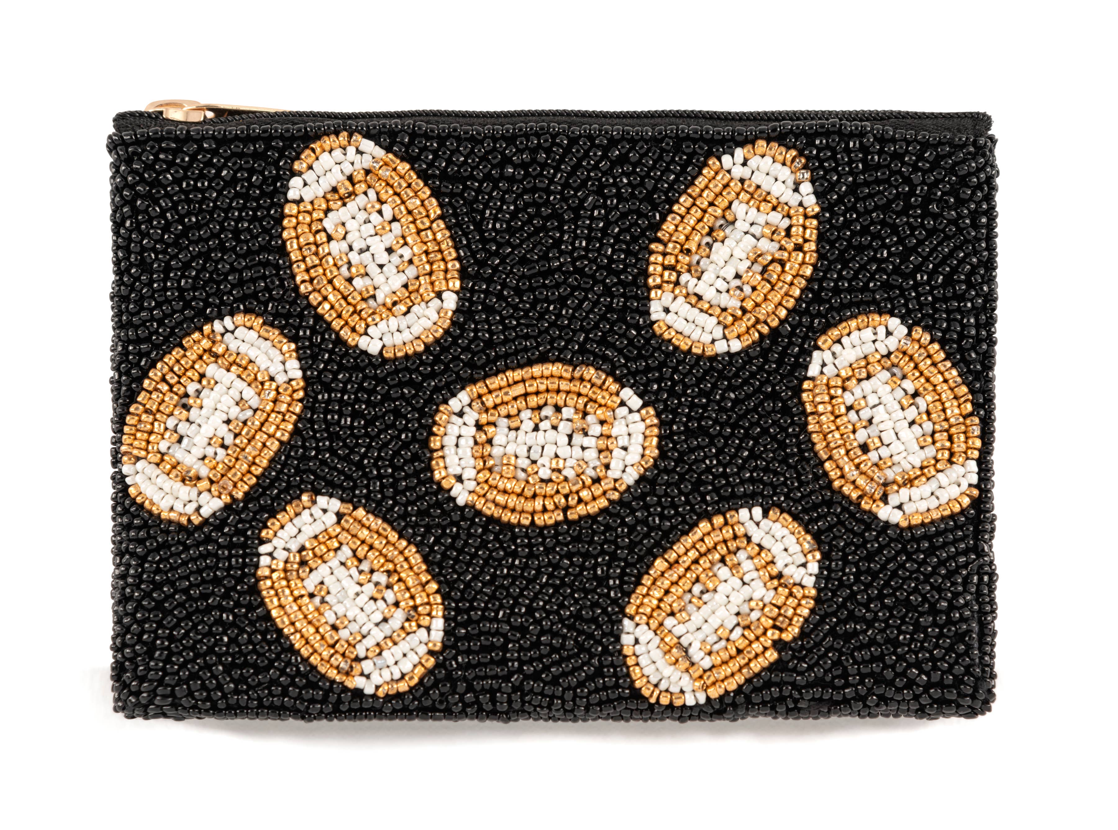 Football Beaded Zip Coin Purse
