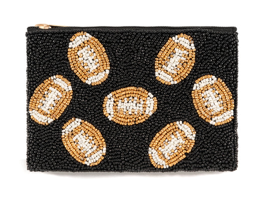 Football Beaded Zip Coin Purse