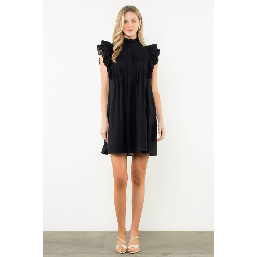 Flutter Sleeve Textured Dress