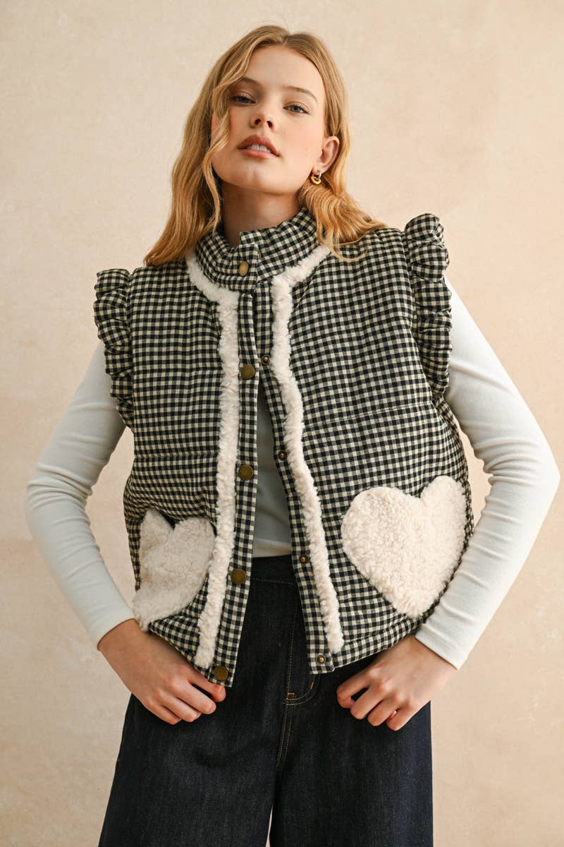 Gingham Heart-Pocket Vest