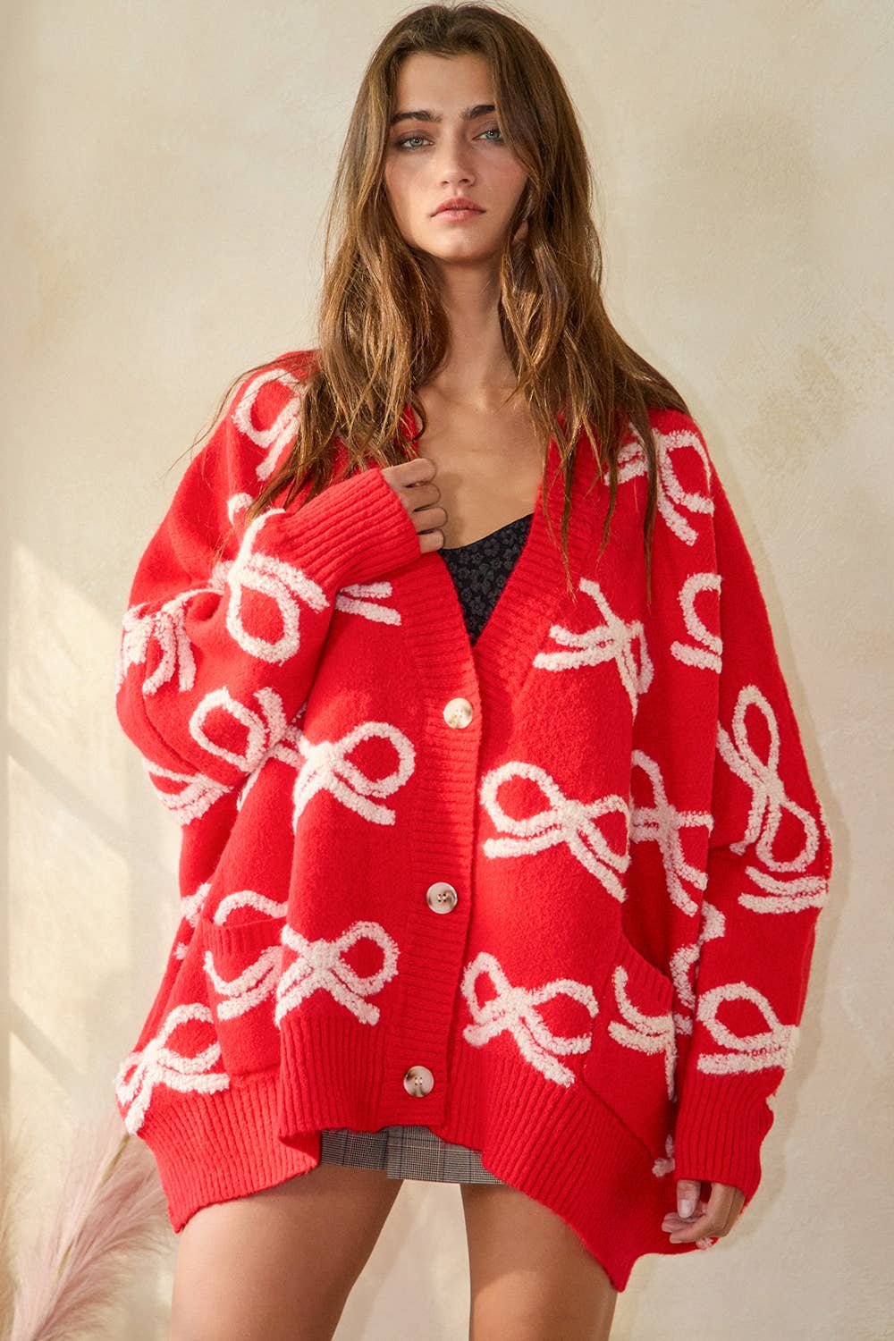 Oversized Bow Cardigan
