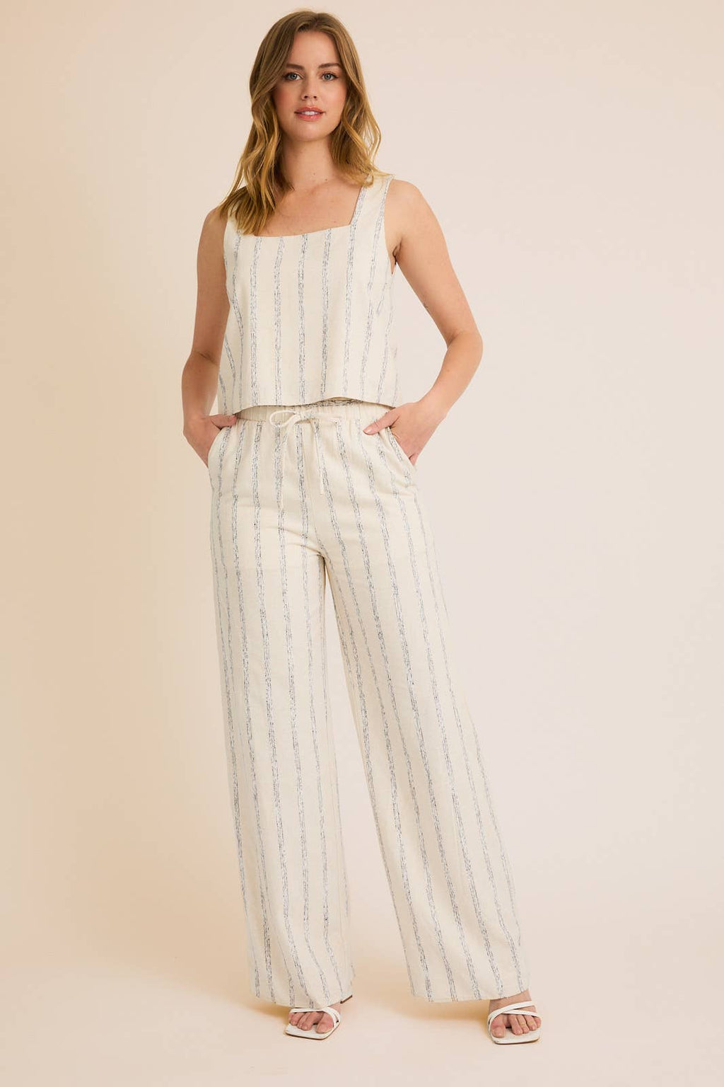 Striped Linen Blend Pants
