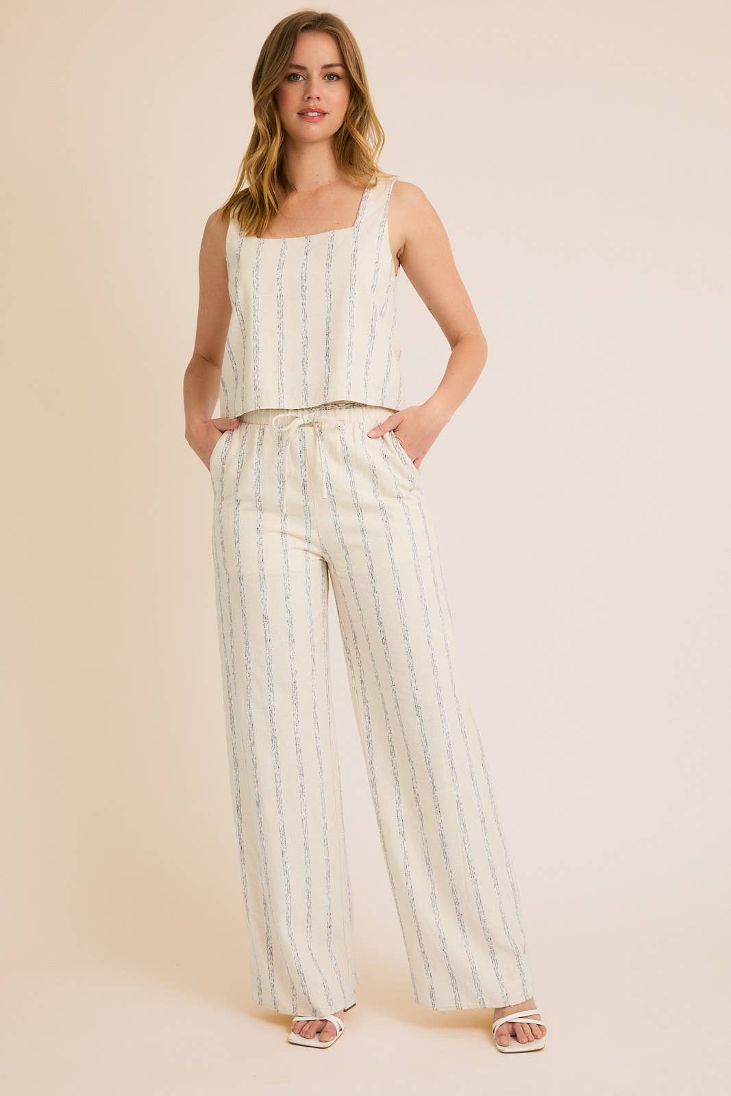 Striped Linen Blend Pants
