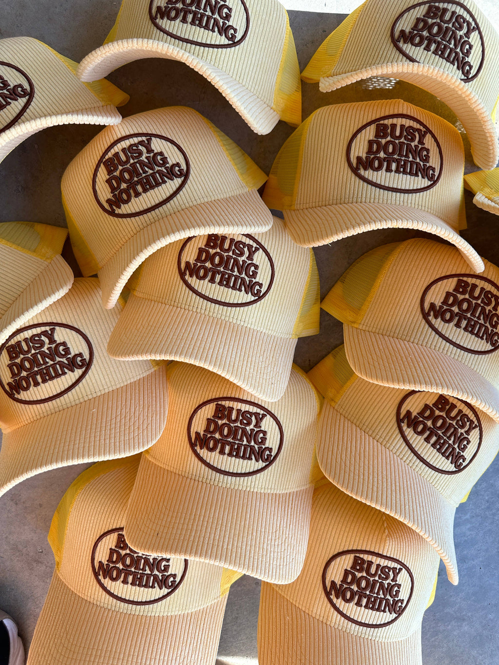 Busy Doing Nothing Corduroy Trucker Hat