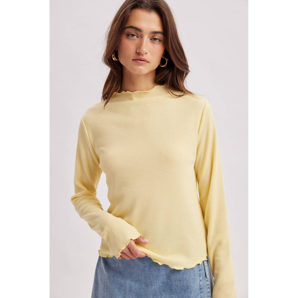 Daisy Waffle Knit Mock Neck Shirt