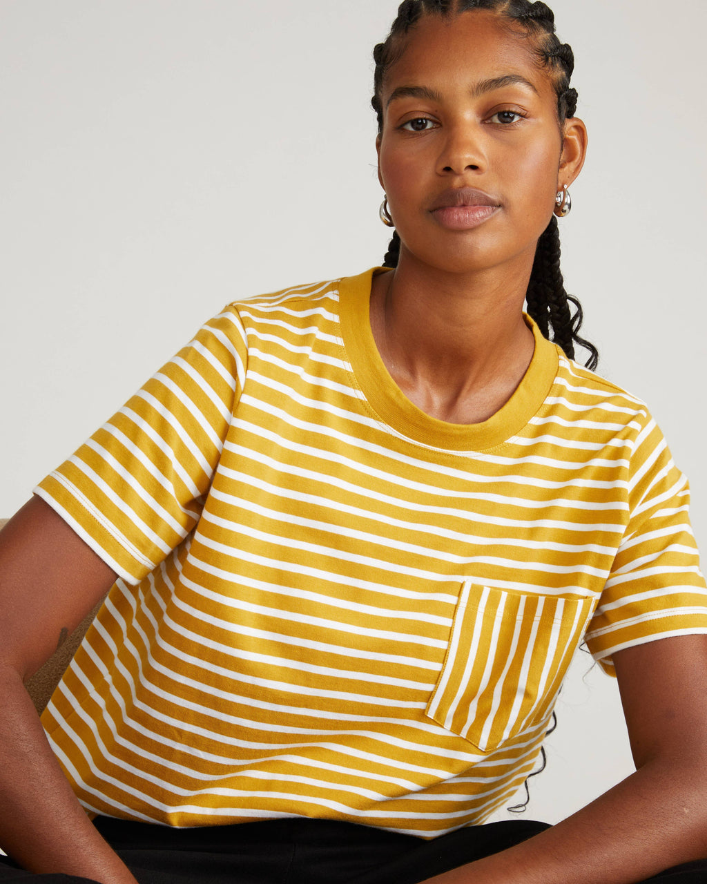 Breton Stripe Garcon Tee - Yellow Ochre/Cream Stripe